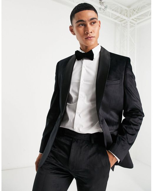 ASOS Skinny Velvet Tuxedo Jacket in Black for Men | Lyst