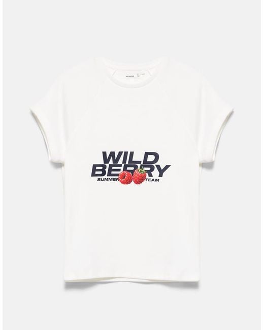 Pull&Bear White Fruit Graphic T-shirt