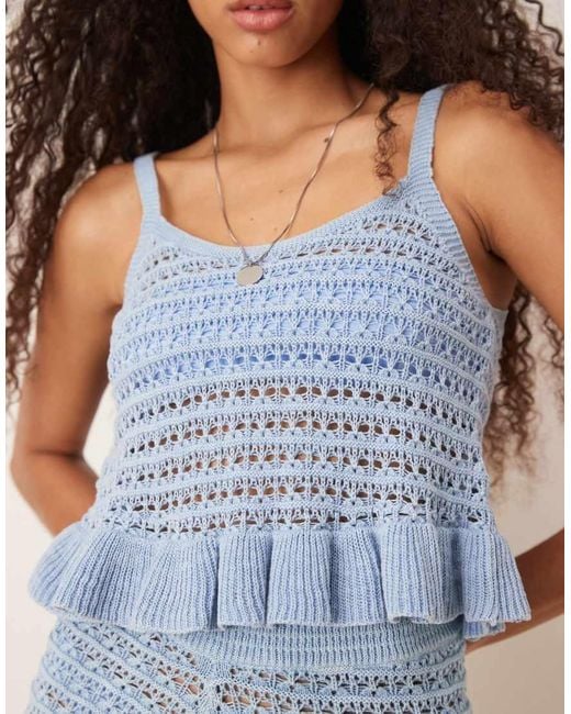 ASOS Blue Knitted Crochet Cami Top Co-ord
