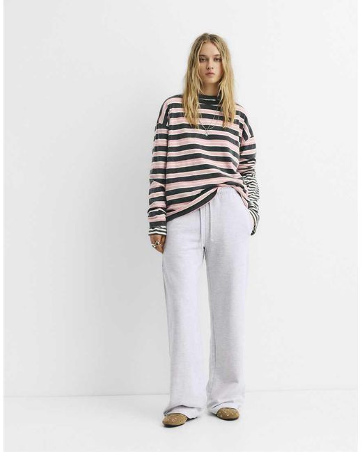 Pull&Bear White Flowy Tracksuit Bottoms