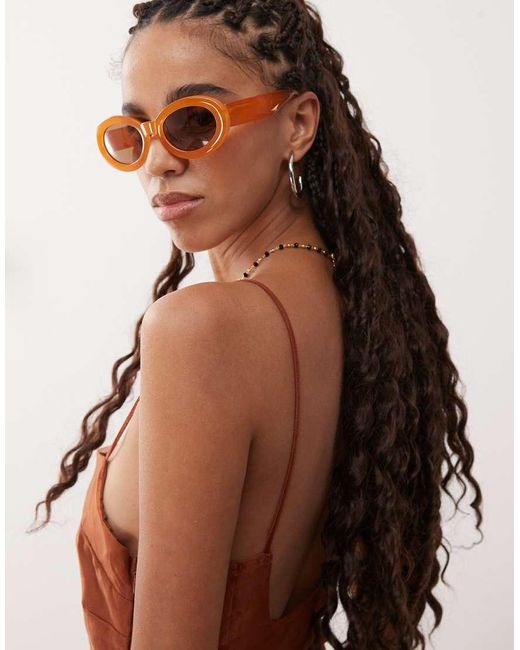 Reclaimed Vintage Brown Bubble Oval Sunglasses