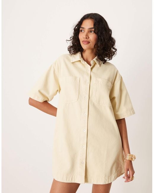 Robe chemise droite en jean - pastel ASOS en coloris Natural