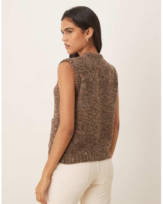 Threadbare Brown Knitted Waistcoat With Buttons