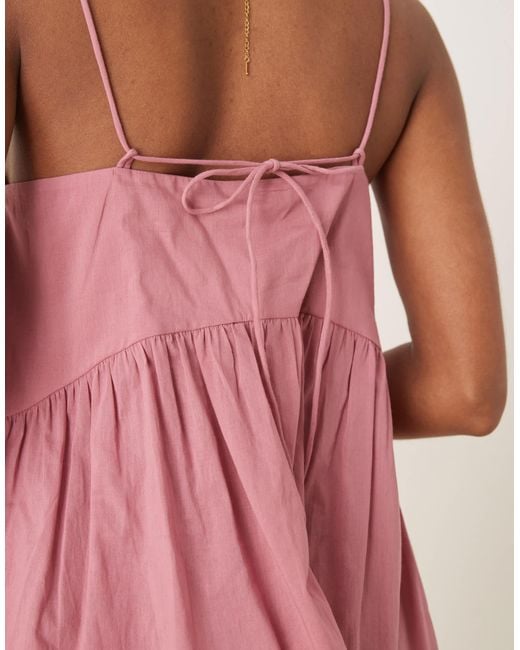 ASOS Pink Cami With Volume Peplum And Tie Straps