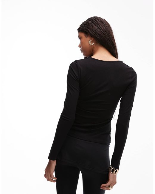 ASOS Black – geformtes, geripptes longsleeve