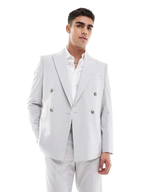 ASOS White Double Breasted Slim Suit Jacket for men