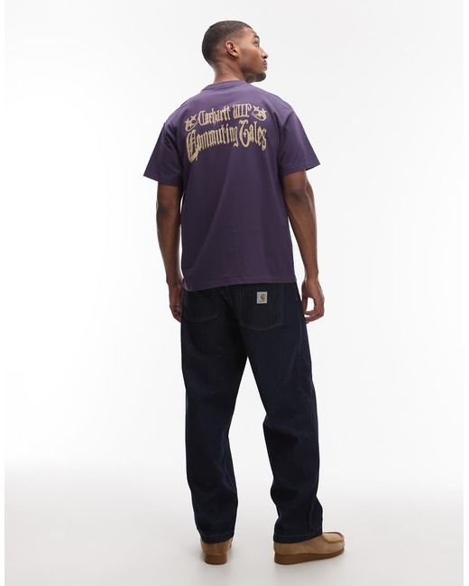 Carhartt Purple Commuting Tales Back Print Oversized T-shirt for men