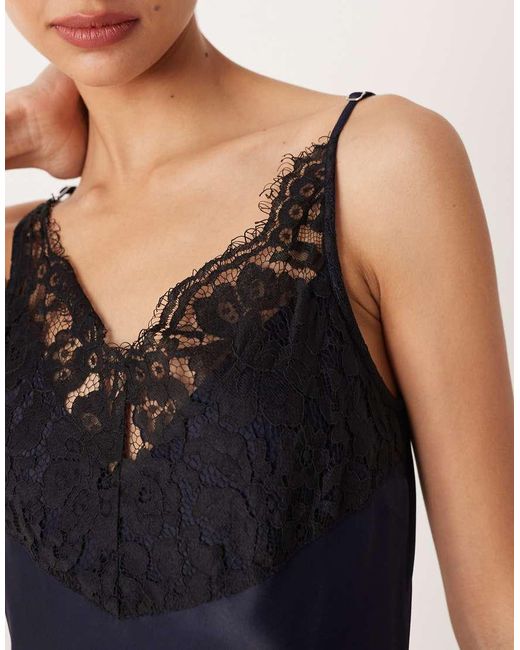 ASOS Blue Lace Bodice Cami Satin Maxi Dress