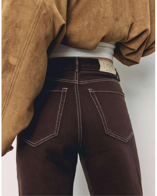 Stradivarius Brown Tall D92 Straight Wide Jeans