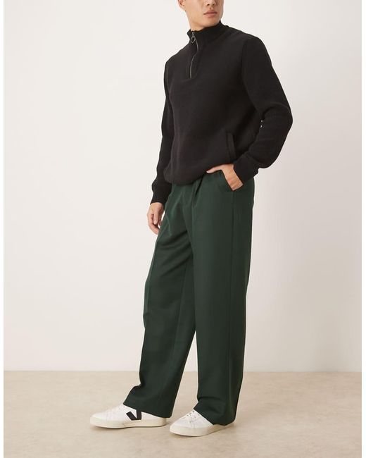 ASOS Black Smart Pleated Wide Leg Trousers for men