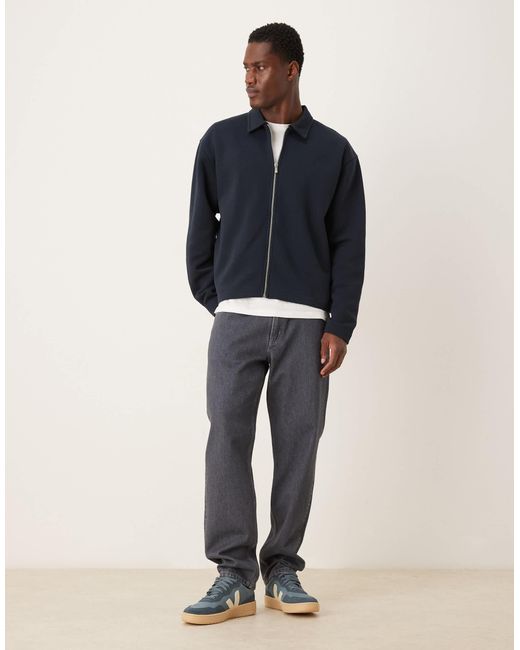 ASOS Blue Relaxed Boxy Zip-up Harrington Jacket for men