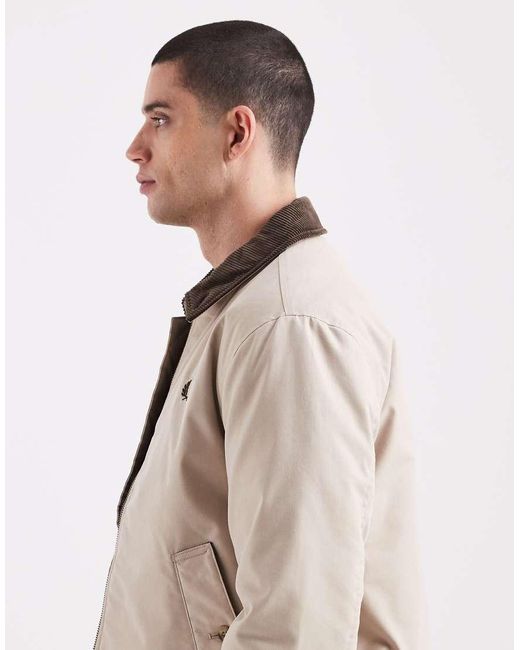 Fred Perry Natural Oversized Jacket With Cord Contrast Collar for men