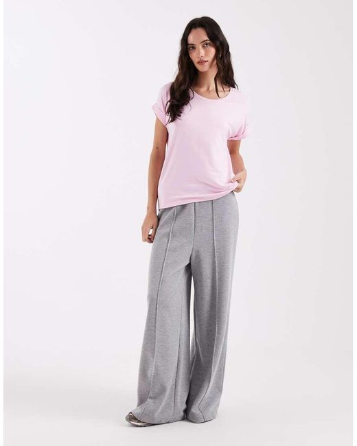 Top De Manga Corta Con Cuello Redondo De ONLY de color Pink