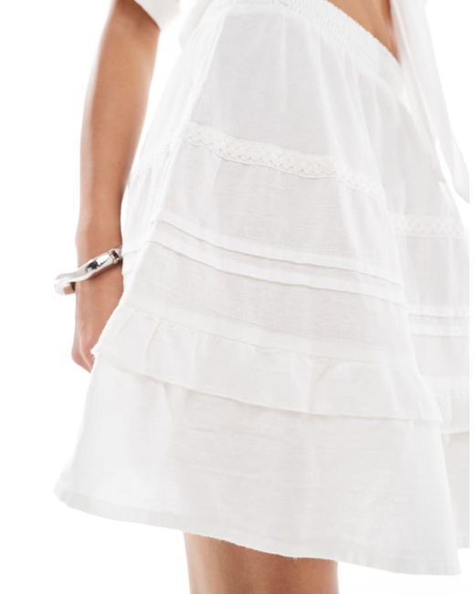 Vero Moda Boho Mini Rok Met Stroken in het White