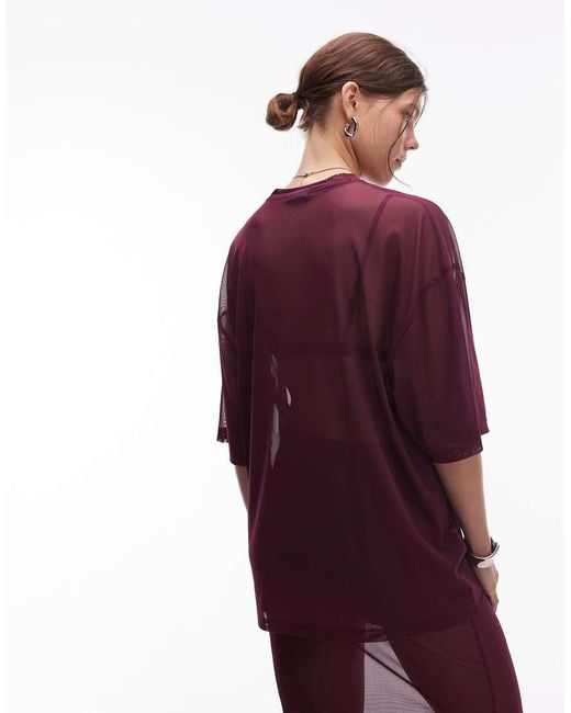 ASOS Oversized T-Shirt Van Doorschijnende Mesh in het Red