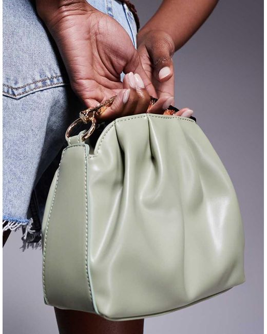 ASOS Green Hammered Metal Top Handle Grab Bag