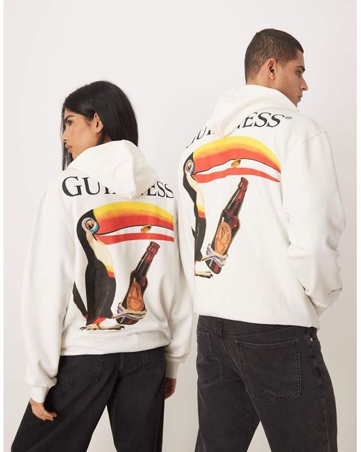 ASOS White Unisex Relaxed Hoodie With Guinness Print