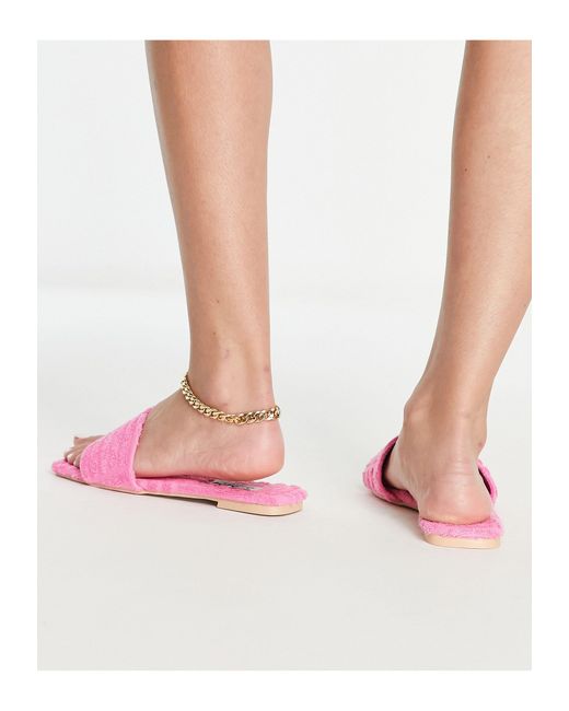 SIMMI Pink Simmi london wide fit – flache sandalen aus frottee
