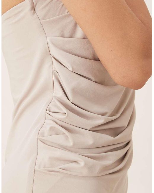 SNDY'S Natural Ruched Side Detail Bandeau Maxi Dress