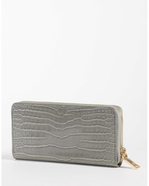 Mango Gray Croc Effect Long Wallet