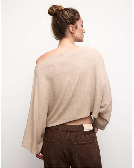 Stradivarius Natural Boat Neck Cape Top