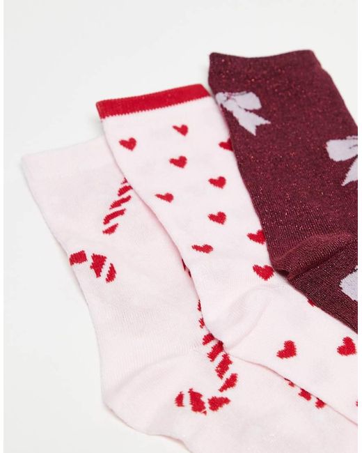 Pieces Pink Christmas 3 Pack Glitter Socks