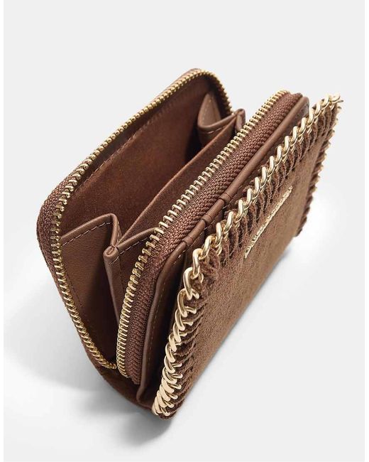 Stradivarius Brown Chain Detail Purse With Zip