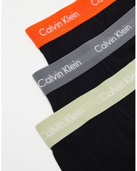 Calvin Klein Black Cotton Stretch Trunks 3 Pack for men
