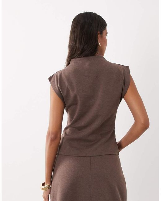 Mango Brown Clinta High Neck Sleeveless Top Co-Ord