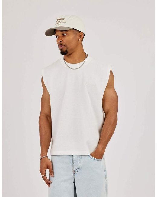 CERNUCCI White Waffle Embroidered Tank for men