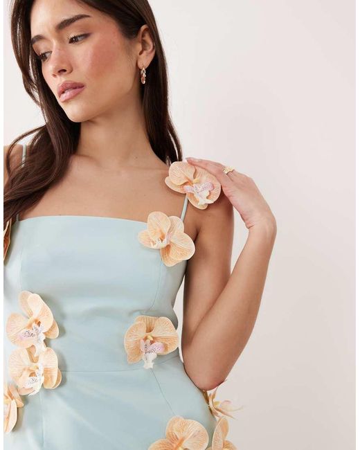 JW PEI White Square Neck Orchid Floral Applique Tailored Mini Dress