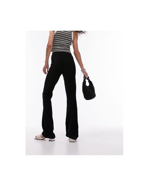 TOPSHOP Black Stretchy Cord Flare Trouser