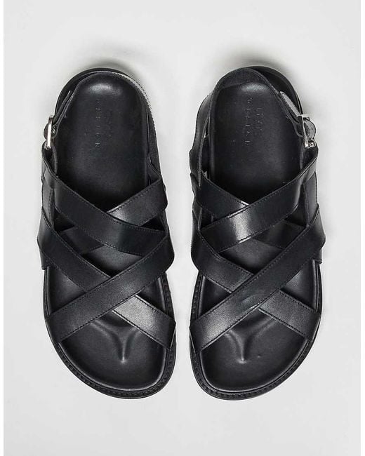 ASOS Black Cross Over Strap Sandals for men