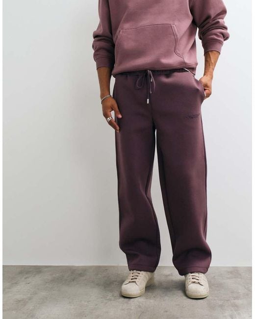 ASOS Purple Wide Leg Scuba-Style Fabric Jogger With Embroidery for men