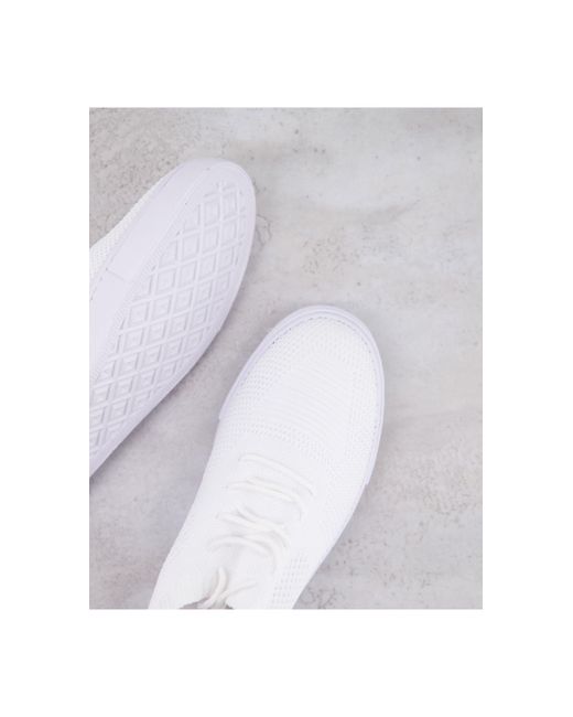 ASOS Rubber Gebreide Mesh Sneakers in het Wit voor heren - Lyst