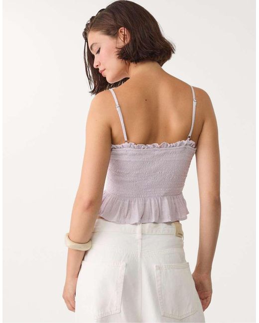 Top Aderente Lilla Con Volant di Stradivarius in Purple
