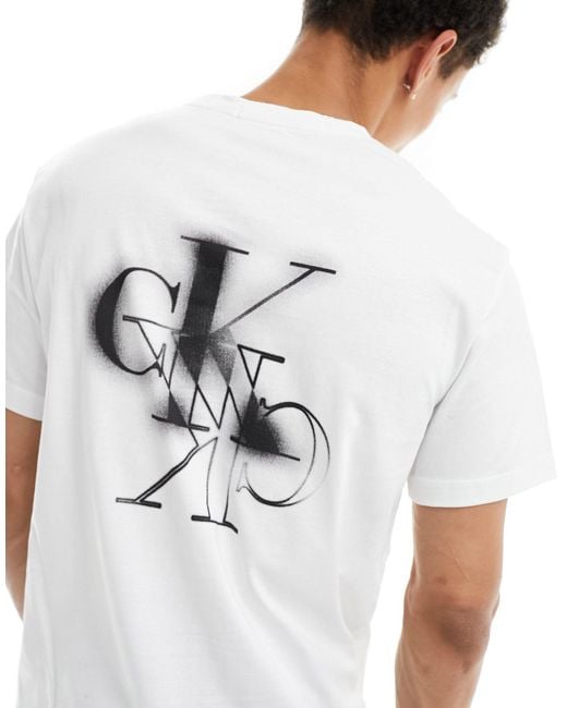 T-shirt bianca con logo specchiato di Calvin Klein in White da Uomo