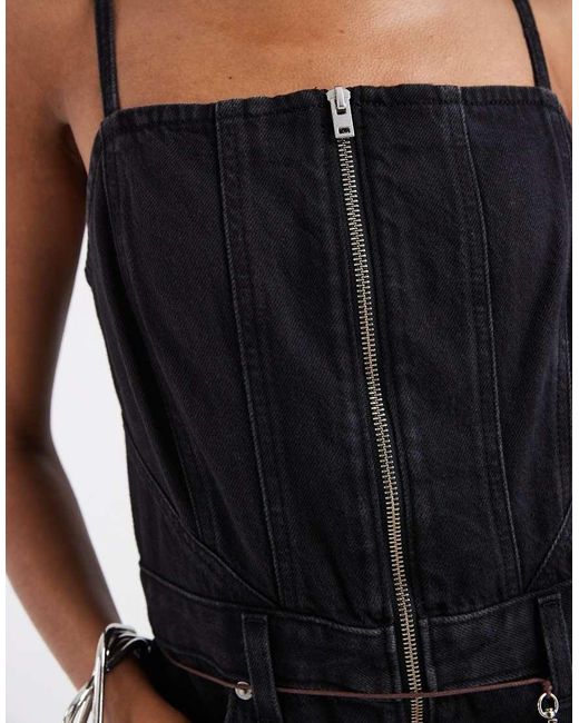 Levi's Blue Seamed Denim Zip Though Jumpsuit