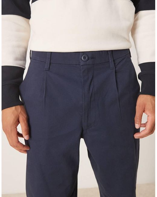 Pantalones Chinos De Corte Tapered Holgado Con Pinzas De ASOS de hombre de color Blue