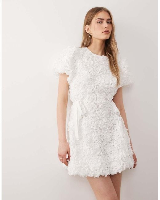 Sister Jane White Dream Bridal Petalscape Floral Tulle Mini Dress