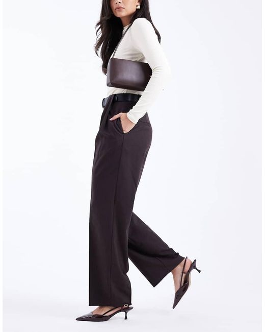 ASOS Blue Tailored High Waist Belted Straight Leg Trousers