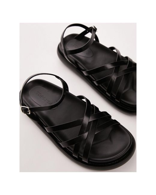 Junior - sandali flatform neri con fascette sottili di TOPSHOP in Black