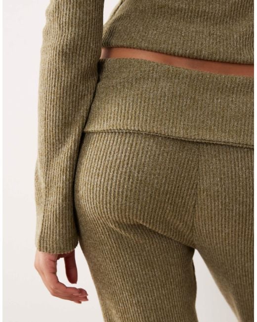 ASOS Natural – weiche hose aus angerautem rippstrick