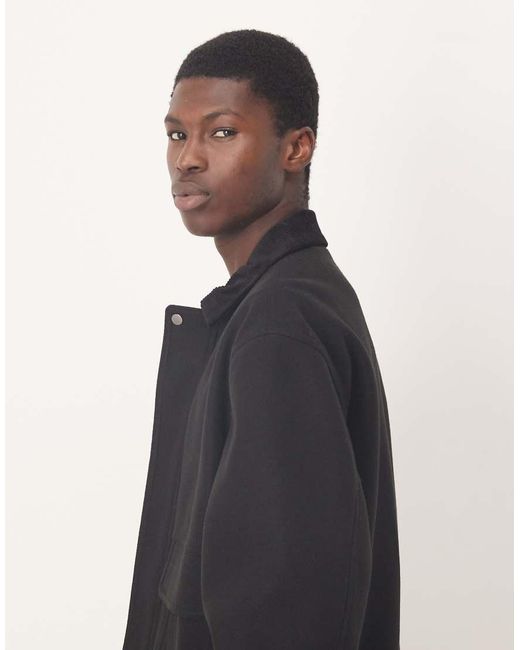 Chaqueta Negra Con Solapas En Contraste De Tejido Efecto Lana De ASOS de hombre de color Blue