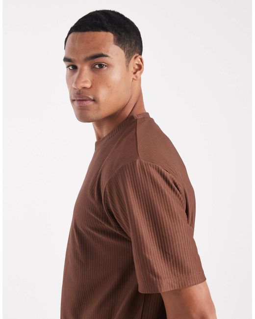 T-shirt oversize plissé d'ensemble - marron Only & Sons pour homme en coloris Brown