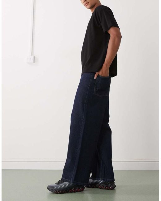 Reclaimed Vintage Blue baggy Wide Leg Denim Jeans for men