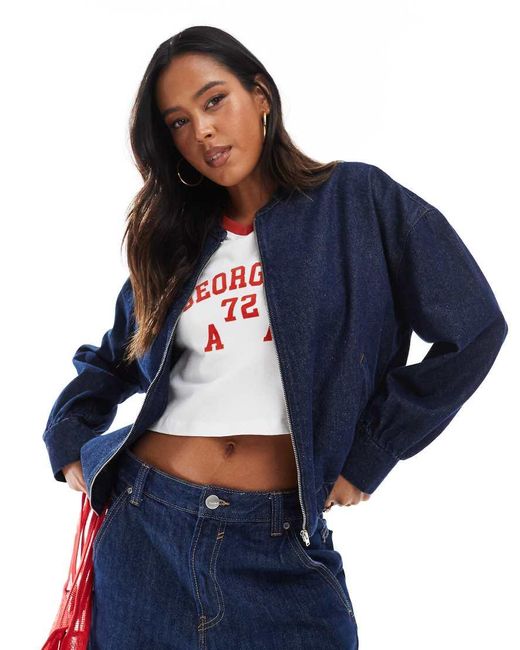 ASOS Blue Oversized Denim Bomber Jacket
