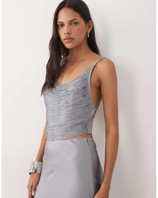 Mango Gray Capsule Tassle Halterneck Top