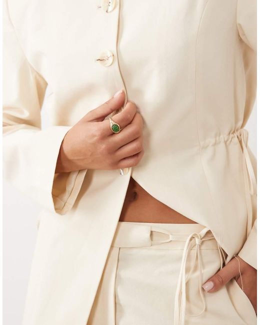 ASOS Natural Linen Tie Side Blazer