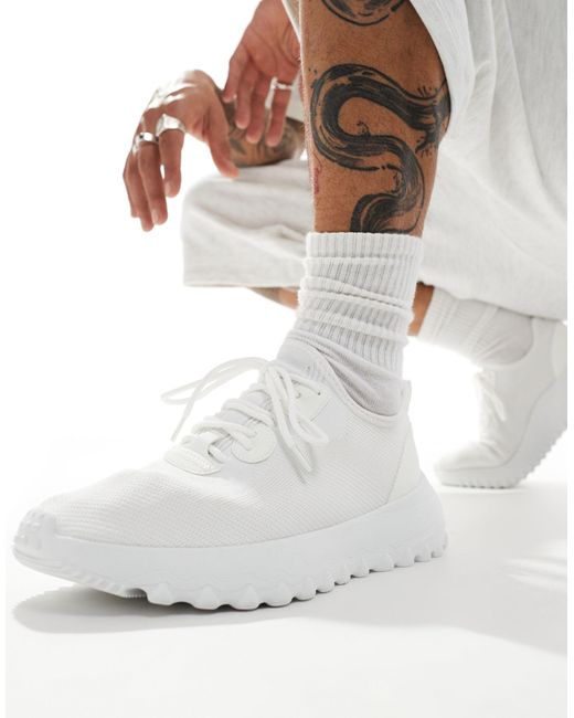 London Rebel White Knitted Chunky Sole Trainers for men
